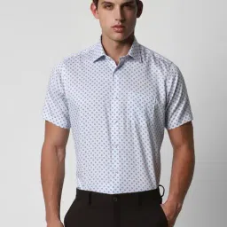Van Heusen Blue Cotton Regular Fit Printed Shirts-image-87