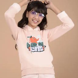 Crimsoune Club Girls Peach Printed Full Sleeves Sweatshirt-image-39