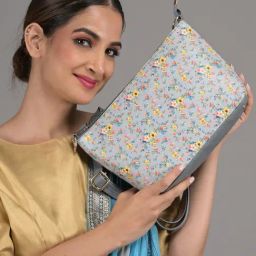 Odette Light Blue Micro Floral Cross Body Bag-image-1