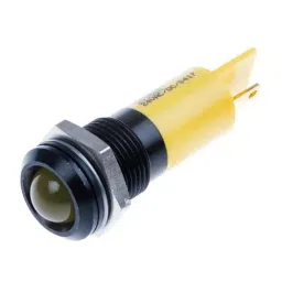 RS PRO Yellow Panel Mount Indicator 24V DC, Mounting Hole Size 14 mm, IP Rating IP67, Model No 203868-16