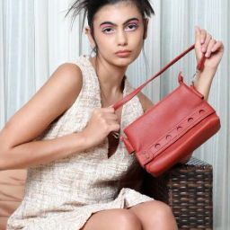 Odette Red Textured Cross Body Bag-image-57