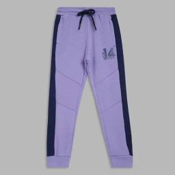 Blue Giraffe Boys Purple Cotton Color Block Trackpant-image-71