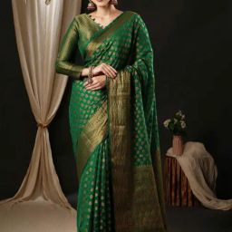 Saree Mall Green Woven Saree With Unstitched Blouse-image-38