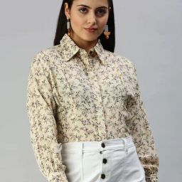 SHOWOFF Cream Floral Printed Shirt-image-41