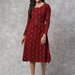 Rangriti Ethnic Motifs Print A-Line Dress-image-38