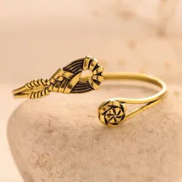 Voylla Gold Woven Wonders Intertwined Cuffs Bracelet-picture-11