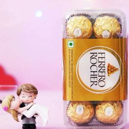 eCraftIndia Bride Kissing Groom Romantic Couple Showpiece & Ferrero Rocher Chocolates (8 Pcs)-image-44