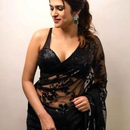 Satrani Black Georgette Embroidered Saree With Unstitched Blouse-image-26