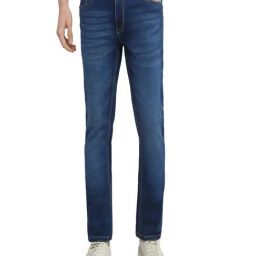 Parx Dark Blue Cotton Blended Slim Fit Jeans-picture-11