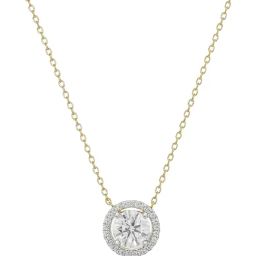 EMORI 14k (585) Yellow Gold Betty Halo Round Diamond Pendant-image-17