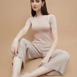 Code By Lifestyle Beige Regular Fit Top image 4