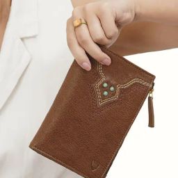Hidesign WILD WEST  Tan Embroidered Bi-Fold Wallet for women-31