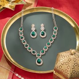 Zaveri Pearls Green Alloy Sets for Women-picture-21