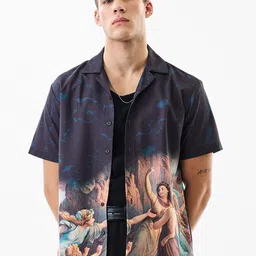 Snitch Men Boxy Fit Graphic Printed Spread Collar Casual Shirt-image-123