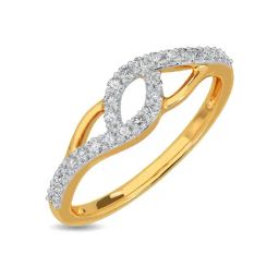 Kisna Diamond & Gold Jewellery Shining Twist 14k (585) Diamond & Gold Ring For Women-image-23