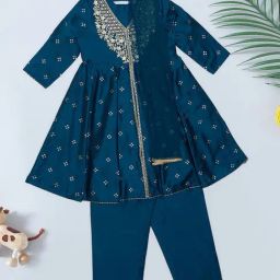 Akkriti by Pantaloons Girls Navy Embroidery Suit Set-picture-10