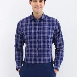 Allen Solly Navy Cotton Slim fit Checks Shirts-image-95