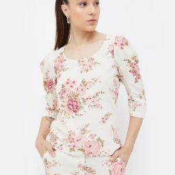 Code by Lifestyle White & Pink Floral Print Top-image-21