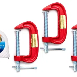 GLOBUS 409 Mini 2 Inch C Or G Clamp With Measuring Tape 3 Mtr/ 12 Feet/ 72 Inches (Set Of 3 Pcs)-1