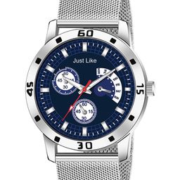 JUST LIKE Men Dial & Stainless Steel Straps Analogue Watch avio blue sefar steel watch-23