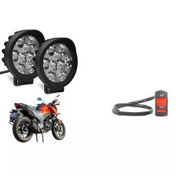Cartronics 9 Round Cap LED Fog Light With On/Off Switch for Honda CB Hornet 200 R (Set of 2 Pcs)-45