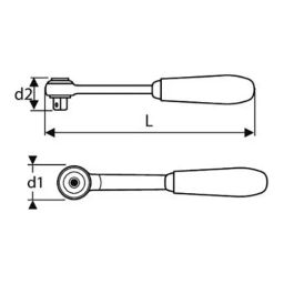 FACOM 140 mm Expert 6.35 mm (1/4 inch) Pear Head Ratchet, E030605-41