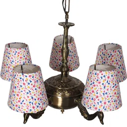 Devansh White & Red Printed Cylinderical Shaped Ceiling Lamp image 4