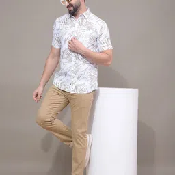 Crimsoune Club Men Classic Fit Abstract Printed Spread Collar Cotton Casual Shirt-image-60