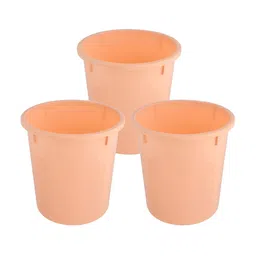Kuber Industries Peach-Colored 3 Pieces Garbage Dustbin-39