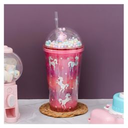 The Procure Store All Over Unicorn Printed Sippers With Bubble Lid  Red - 500 ml-95