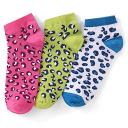 Pine Kids Ankle Length Socks With Leopard Design - Green Pink & Blue-image-47