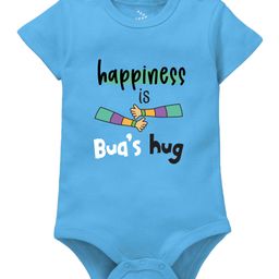 Zeezeezoo Half Sleeves  Baby Theme Happiness Is Buas Hug Printed Text Onesie - Light Blue-image-4