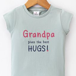 Ollypop Cotton Knit   Half Sleeves T-Shirt with Text Print - Grey-10