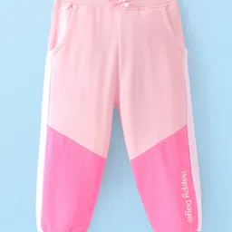 Babyhug Cotton Terry Knit Full Length Cut & Sew  Track Pant with Text Print - Pink-picture-10