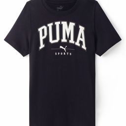Puma Cotton Knit Half Sleeves T-Shirt With Logo Print - Black-image-94