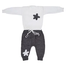 Windrop Solutions Full Sleeves Star Designed Crocheted Sweater With Pajama Set - White-picture-19