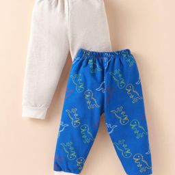 Ben Benny Knit Full Length Dino Printed Fleece Pants Pack of 2- Blue & Cream-image-72