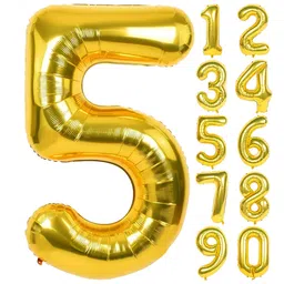 Decor Mantra 16 inch 5 number foil balloon perfect for birthday decoration and special occasions - Gold - Pack of 1-picture-5