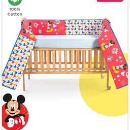 Babyhug Disney Premium Cotton Cot Bumper Cool Mickey Theme - Red-11