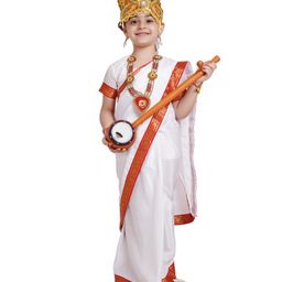 Kaku Fancy Dresses Half Sleeves Saraswati Devi Costume Set - White-image-7