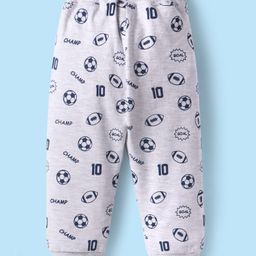 Babyhug Cotton Full Length Lounge Pants with Sports Print - Grey-image-67