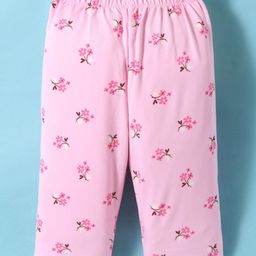 Tango Single Jersey Knit Full Length Lounge Pant With Floral Print - Pink-image-30