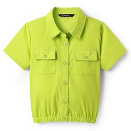 Pine Kids Poplin Woven Half Sleeves Top with Pockets - Limegreen-image-114