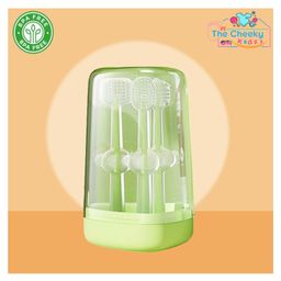 The Cheeky Kidzz Baby Toothbrush 3 In 1 BPA Free Silicone Toothbrush Set Includes U-Shape Tooth Scrubber, Tongue Cleaner & Front Massager Case(GREEN)-image-51