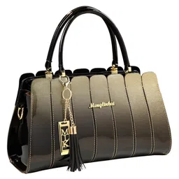 SYGA Elegant Color Contrast Tote Bag Horizontal Square Medium-Soft Handbag with Design for Everyday Use(Champagne Gold)-picture-12