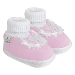 Neska Moda Butterfly Applique Detailed Slip On Booties - Baby Pink-picture-36