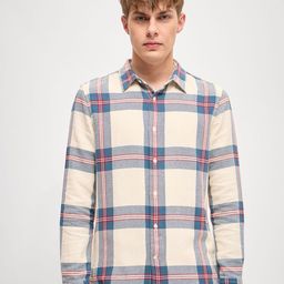 THE BEAR HOUSE Men Spread Collar Tartan Checked Cotton Slim Fit Casual Shirt-image-68