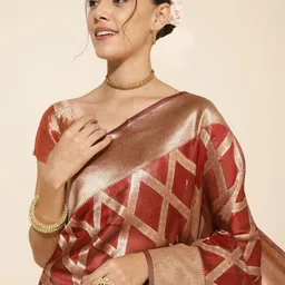 KALINI Woven Design Zari Organza Saree-53