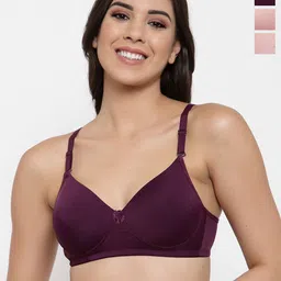 SHYAM SONS FLAIR Pack Of 3 Full Coverage Lightly Padded T-shirt Bra-image-100