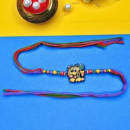 MANSIYAORANGE Set Of 2 Beaded Cotton Thread With AD Stones & Meenakari Thread Rakhi-5